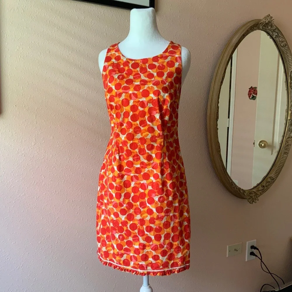 Adorable Y2K Funky Maximal‎ Orange Polka Dot Twee Dress